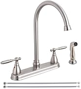 SHACO Kitchen Faucet with Side Sprayer, 2 Handle Faucet for Kitchen Sinks 3 Hole or 4 Hole, High ...
