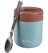 Muswarm 14oz Thermo for Hot Food, Bento Lunch Box with Folding Spoon, Leak Proof Stainless Steel ...