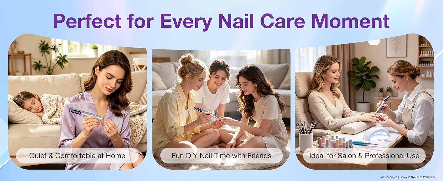 PYRYSA Cordless Electric Nail Drill for Home DIY Nail Art Salon Professional Use Quiet Manicure Tool