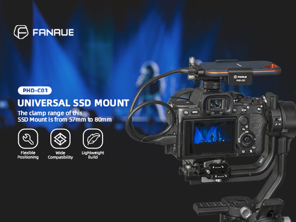 UNIVERSAL SSD MOUNT With Cold Shoe Cable Clamp