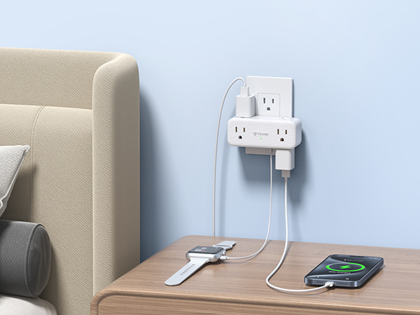 multi outlet wall plug for bedroom hotel