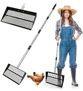 Comodico Chicken Poop Scooper, 15 Inch Wide 37 to 63 Inch Adjustable Chicken Coop Scoop for Sand ...