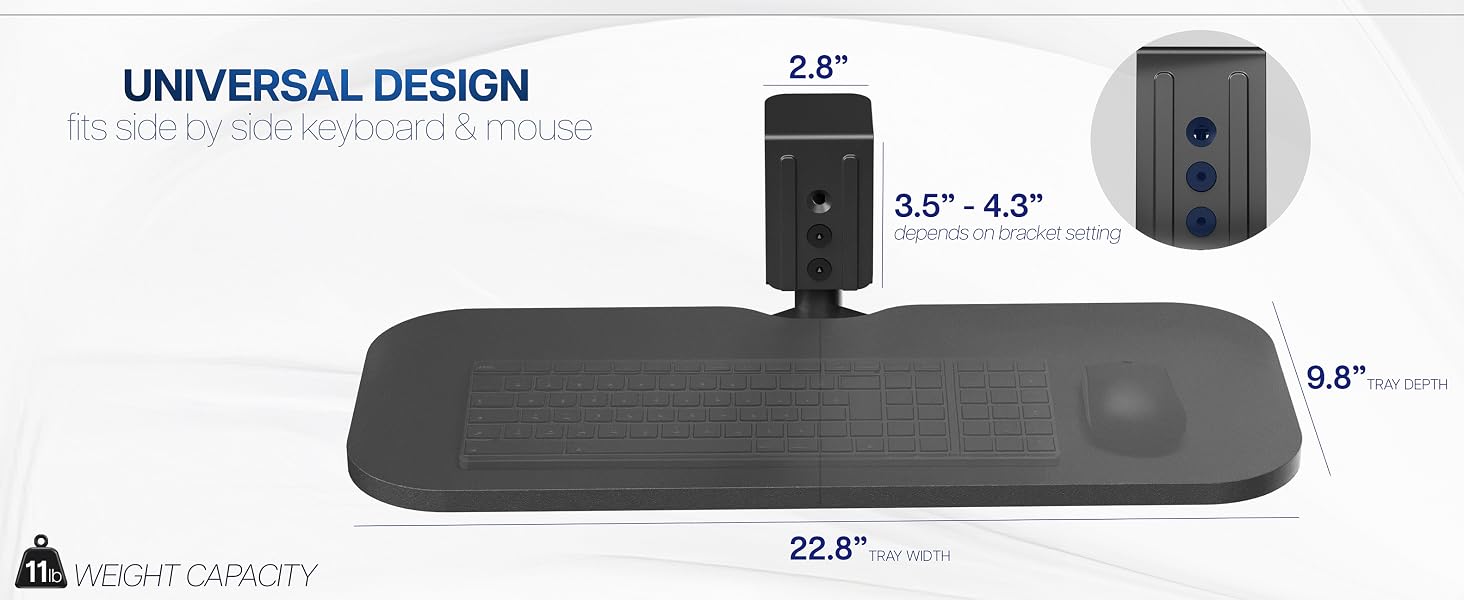 Single Clamp Rotating Keyboard Tray