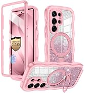 v-Golvin for Galaxy S26 Ultra Case, [Cute Wavy] [Magnetic Stand][Fit for MagSafe][Glitter Card][B...