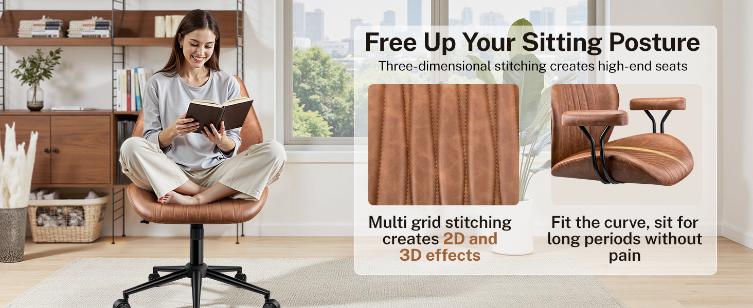 Home Office Desk Chairs with Removable Armrests, Adjustable Height Rocking