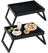 Bamboo Bed Tray Table with Folding Leg, Breakfast for Eating, Kitchen Serving, Food,Sofa, Snackin...
