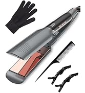 ANWA Titanium 1¾ Inch Wide Flat Iron Hair Straightener, 1.75 Inch Hair straightening Iron with Ne...