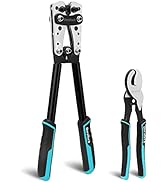 DURATECH Battery Cable Lug Crimping Tool with Wire Cutter-Wire Crimper Tools-AWG 10 8 6 4 2 1/0-B...
