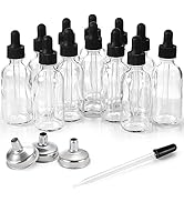 12 Pack, 2 oz Glass Eye Dropper Bottles w/ 3 Stainless Steel Funnels &amp; 1 Long Pipette Dropper &amp; 2...