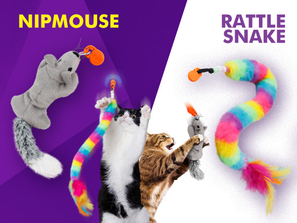 cat amazing catnip mouse and rattle snake cat toys interactive chase teaser wand attachments