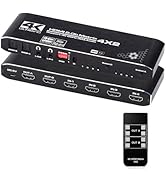 HDMI Matrix 4x2, 4K HDMI Matrix Switch 4 in 2 Out Switcher Splitter Box with EDID Extractor and I...