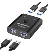 USB Switch 2 in 2 Out, USB Switcher 2 Computers Sharing Keyboard Mouse Printer Scanner, USB3.0 5G...