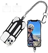 Phone Tether with 2 Patch and Silicone Phone Holder,2 in 1 iPhone Lanyard Tether with Carabiner C...
