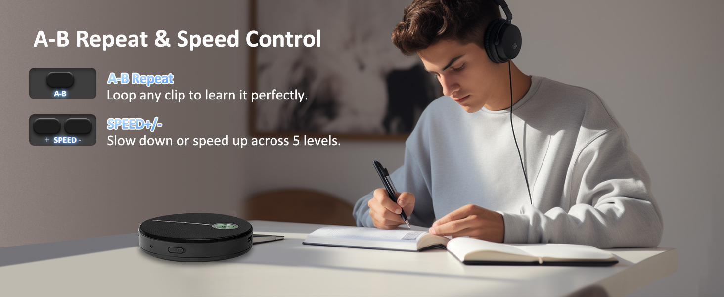 discman cd player language study speed control repeat