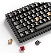 dagaladoo PBT Keycaps with Metal Paint & Poker Theme,112-Key Black/Gold/Red Custom Keycap Set dye...