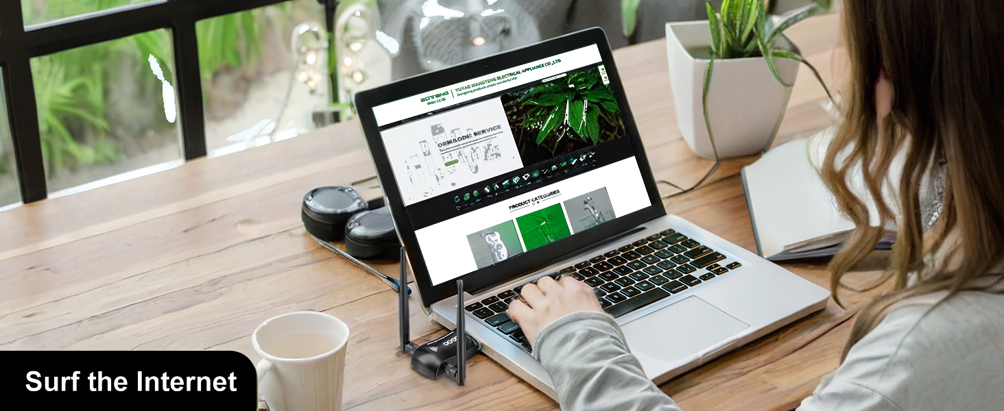 WiFi Adapter for Desktop PC Wireless 1300Mbps USB Network Dongle with 5dBi High Gain Dual Antennas