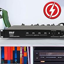 Pyle 19 Outlet 1U 19" Rackmount PDU Power Distribution Supply Center Conditioner Strip