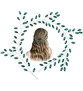 Aswewamt Green Crystal Wedding Bridal Hair Vine Green Leaf Headpiece Rhinestone Silver Bride Head...