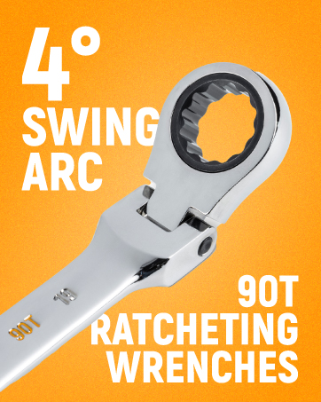 4 Degree Swing Arc - 90T Ratcheting Wrenches