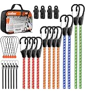 HORUSDY 28-Piece Premium Bungee Cords with Hooks, Includes 10”, 18”, 24”, 36”, 48” Bungee Cords, ...