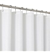 THAIGEE 2-in-1 Waterproof Fabric Shower Curtain - No Separate Liner Needed, Hotel-Style Waffle We...