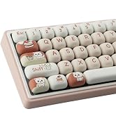 TYRIXKI PBT Keycaps 147 Keys MOG Profile Keycap, Pink Dessert Cat Keycaps Dye-Sublimation Cute Cu...
