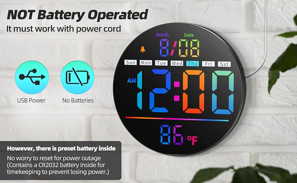modern clock with temperature