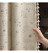 XOGUIBO Boho Floral Spring 100% Blackout Curtains 84 Inch Length 2 Panels Set, Linen Texture Farm...