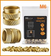 HANGLIFE Heat-Set Threaded Inserts, M6 Heat Set Insert for 3D Printing Components and Plastic Par...