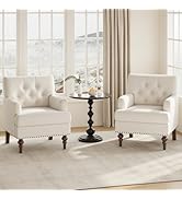 MALOL Upholstered Accent Chair with Thick Cushion, High Back Reading Chair, Linen Blend Armchair ...