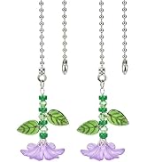 BENECREAT 2Pcs Ceiling Fan Pull Chain with Flower Pendant, Iron Chain Extender for Living Room Be...