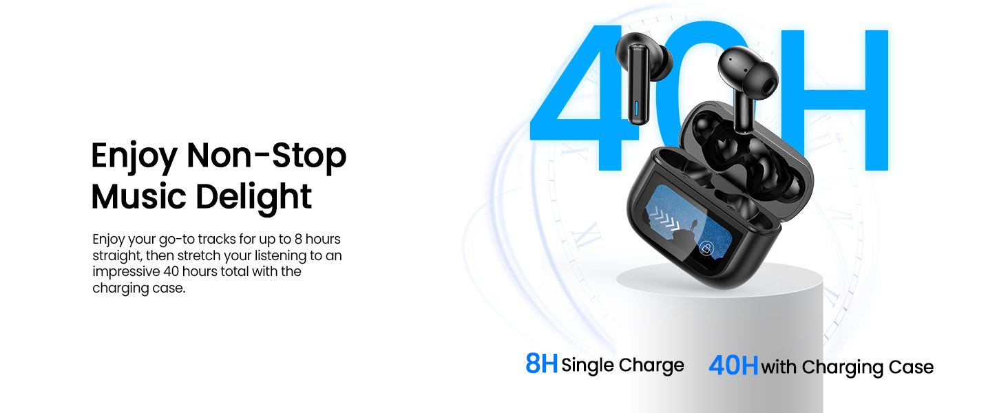 Earphones with 40 hours long battery life