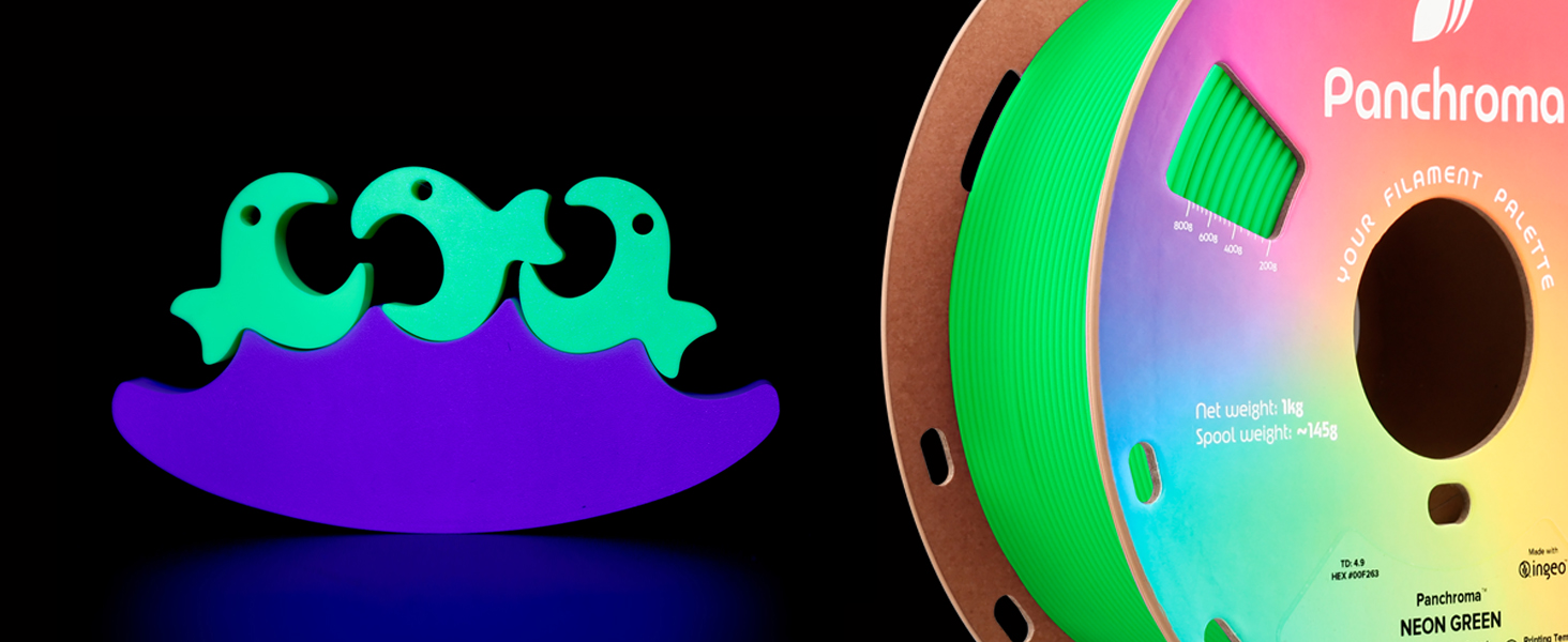 panchroma neon pla glows under blacklight green