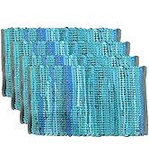 SPN-FOR1 Natural Chindi Jute Placemats Set of 4 Vintage Boho 13x19 Inch Table Mats for Kitche...