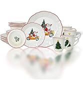DOMINI 16-Piece Christmas Ceramic Kitchen Dinnerware Set, Service for 4, Porcelain Dishes Dinner ...