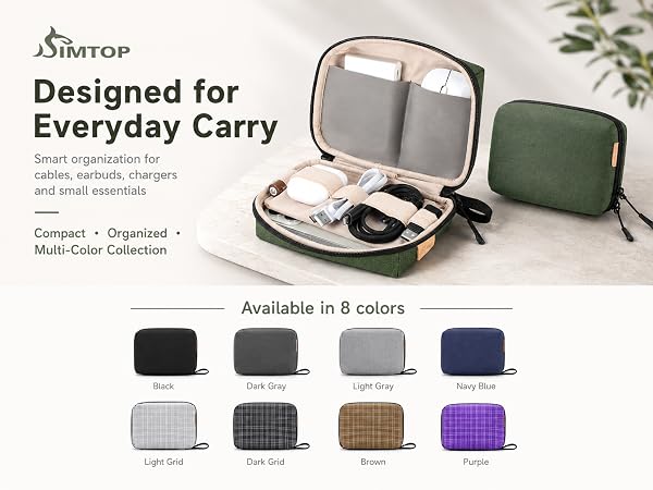 Small Tech Case Organizer for Cords Chargers Earbuds Travel Pouch