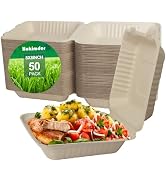 50 Pack Clamshell Take Out Food Containers 8x8 Inch