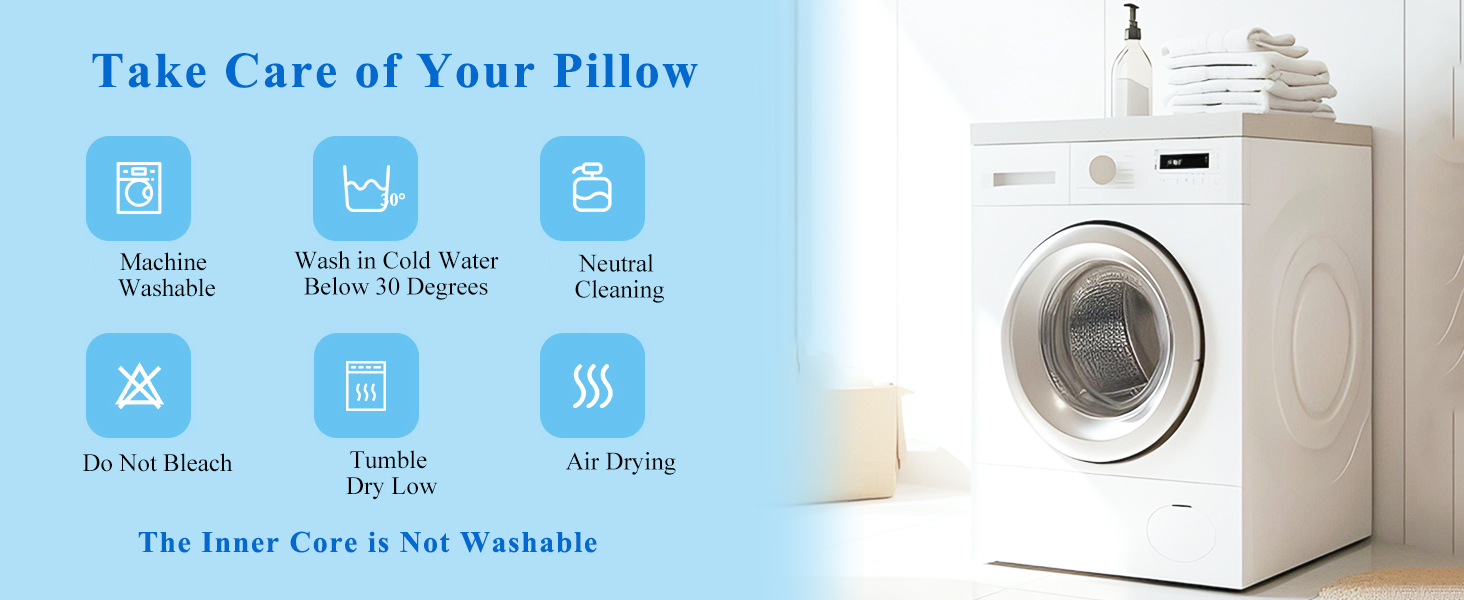 Pillow with removable, machine-washable cover – hassle-free cleaning,easy to clean, fresh use
