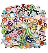 Acrebow 67 Pcs Small Iron On Patches Random Assorted Embroidered Applique Sew On Mini Cartoon Pat...