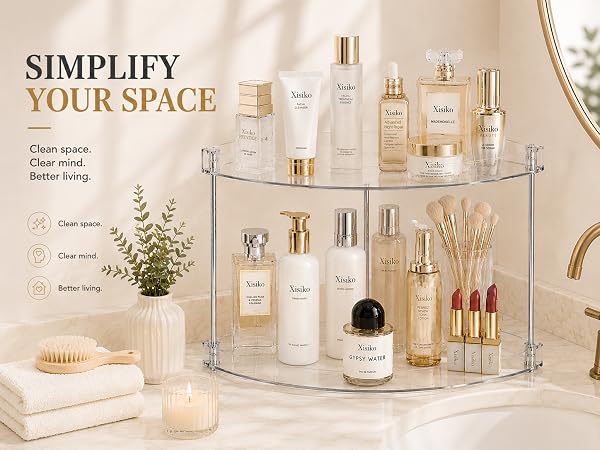 Vanity Countertop Storage Shelf for Makeup, Skincare, Perfume, Kitchen &amp; Sink Organization