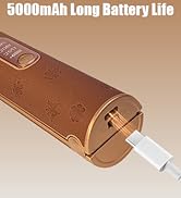 Text reads '5000mAh Long Battery Life'. Bronze-colored device with USB connection port shown against gradient background.