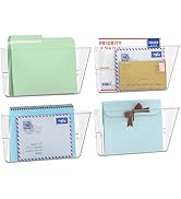 Gawerk 4 Pack Clear Single Pocket File Holder Hanging Wall Organizer, Wall Mount Mails Magazines ...