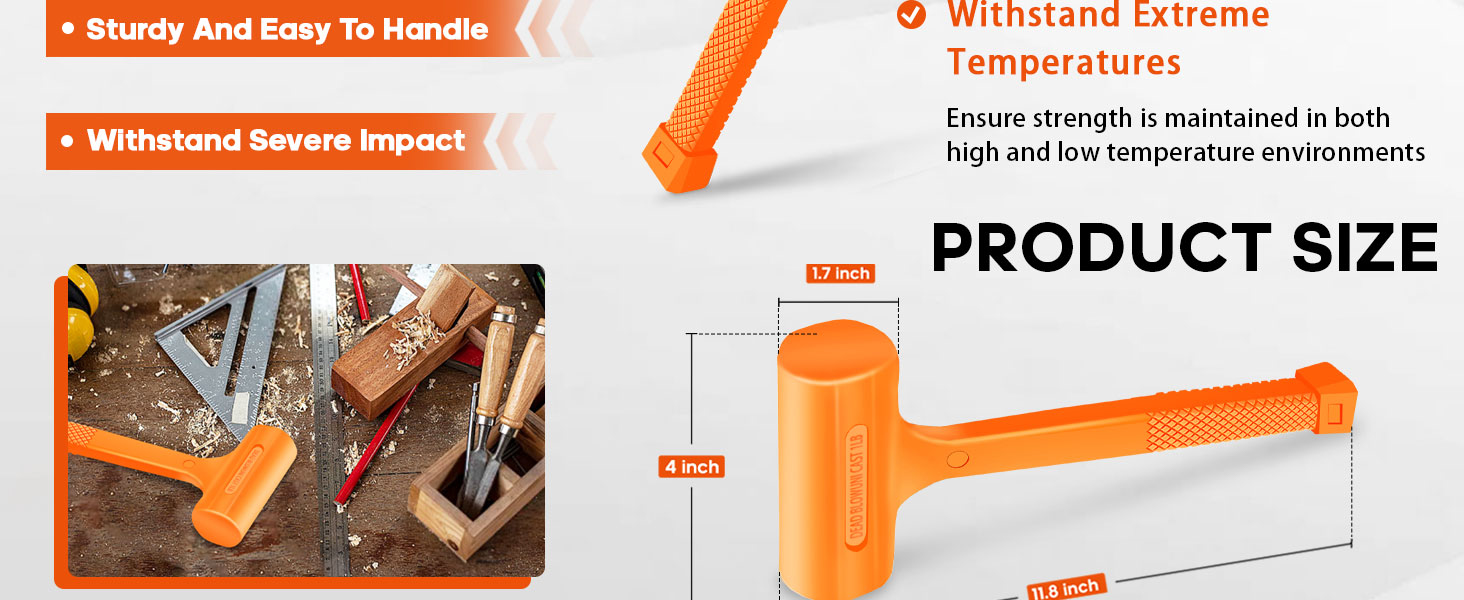 The hammer head of this anti-vibration hammer is crafted from high-quality thick steel and PVC.