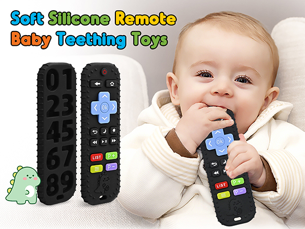Teething Relief Teethers Toys for Babies 3-6 12 Months Gifts,Soft Silicone Remote Teething Toys