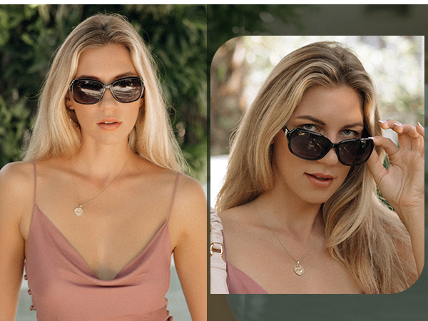 2 pack womens sunglasses vintage protection eyes from harmful sunlight UV rays PC lens ultralight
