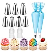 Hendiy Large Piping Tips Set, 11 Pieces Seamless Stainless Steel Cake Decorating Tips Kit, Reusab...