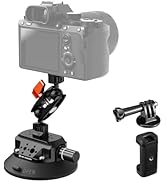K&amp;F Concept 4.5" Suction Cup Camera Mount with Magic Arm, ARRI Style 1/4" 3/8" Threads, Quick Rel...