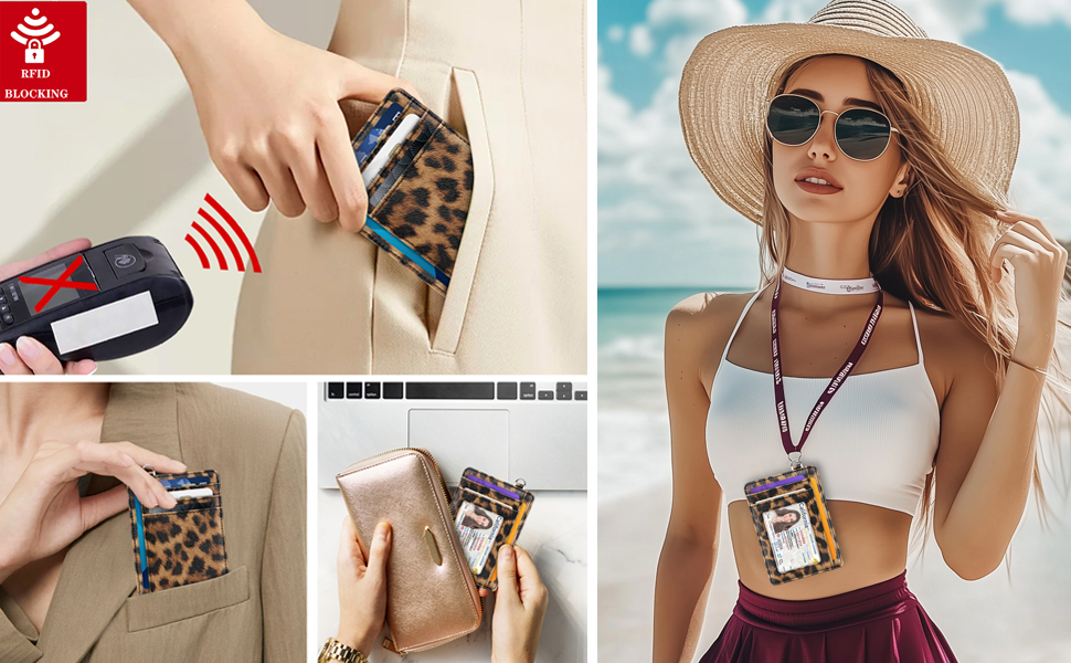slim ID card holder leopard credit card case for pocket 