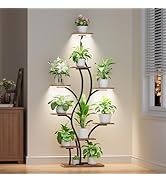 Plant Stand Indoor with Grow Lights - Lighted Plant Shelf Indoor, 64.5" Tall Corner Plant Stands ...