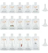 HOMEFOX 15 Pack Toiletry Refillable Empty Squeeze Pouch 1 oz. 1.7 oz. 3.4 oz. Travel Size Combo T...